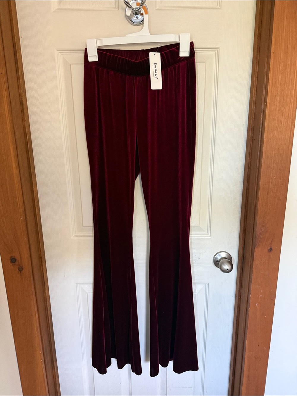 Velvet Flare Pants in Burgundy